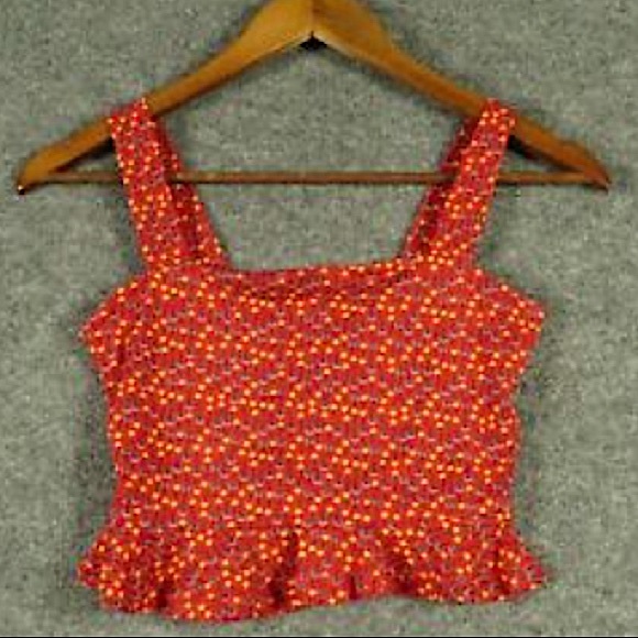 Forever 21 Red top with Flowers size Small - Picture 1 of 4